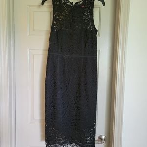 Vince Camuto Cocktail Party Dress Black Lace Sleveless Size 4